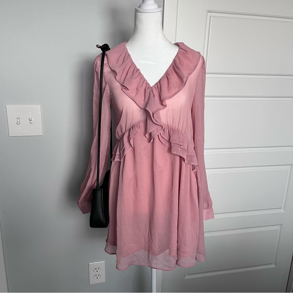 Zara Pink Ruffle Tunic Dress